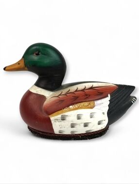 Vintage Jasco Lint Brush Mallard Duck Decoy Figurine Ceramic Hand-Painted